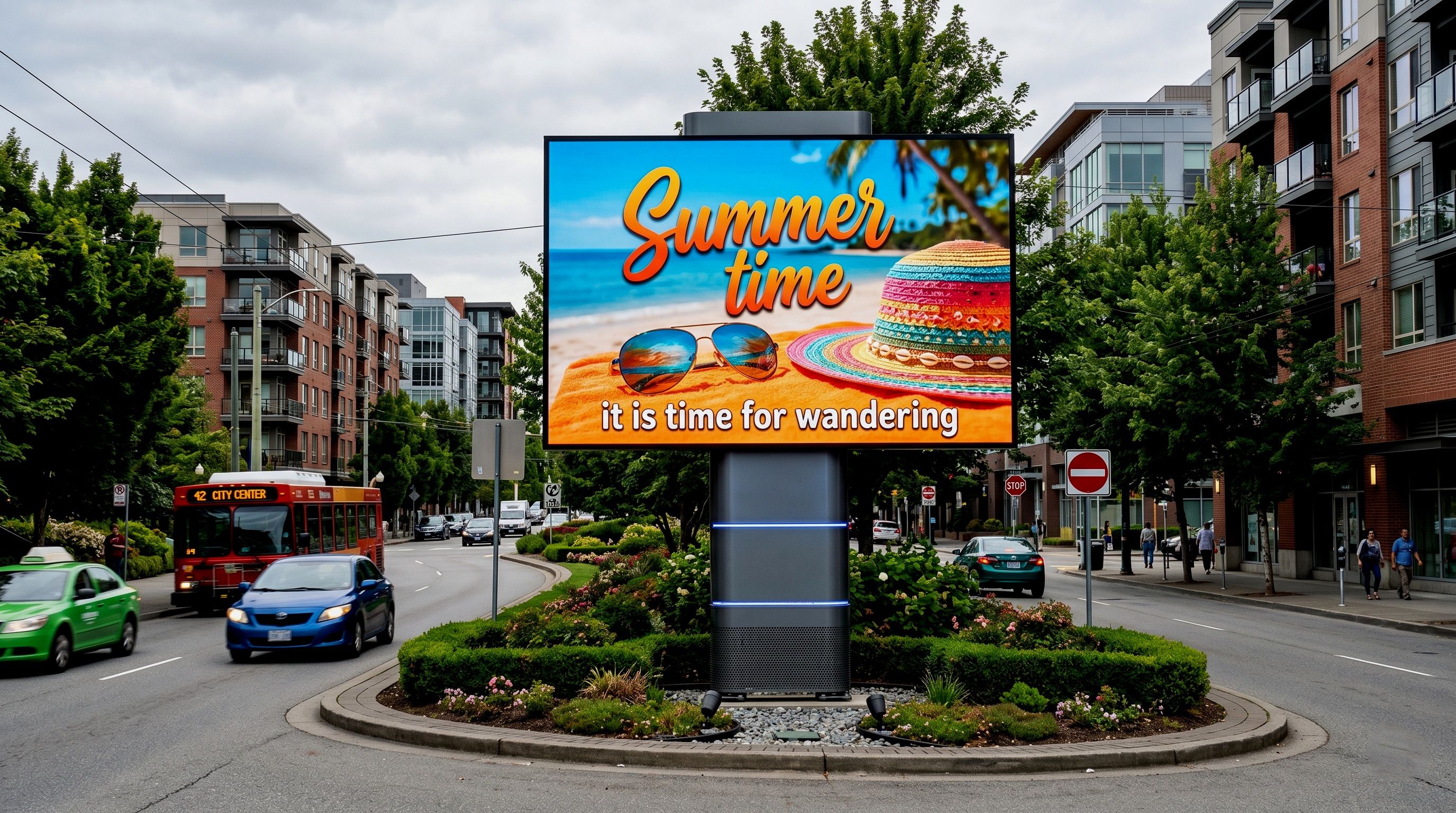 Digital billboard in an urban area