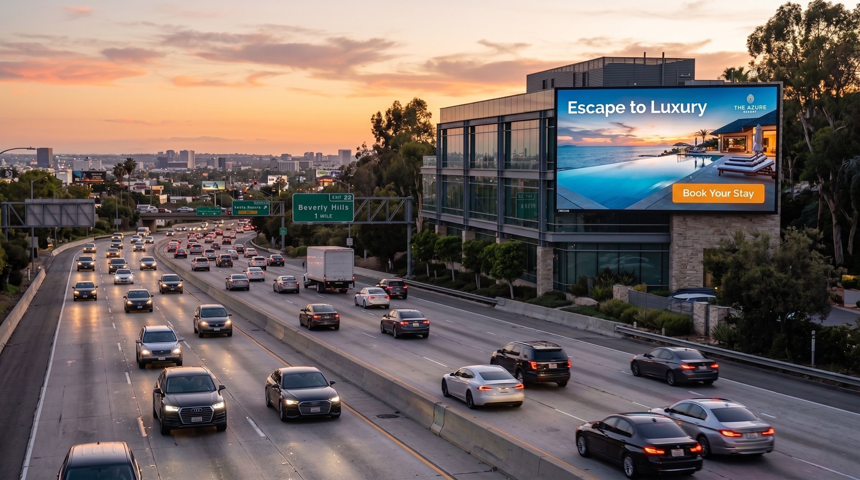 Digital billboard on a highway